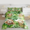 thumbnail image 2 of Homewish Cartoon Sloth Bedding Comforter Set 2pcs for Kids Children Teens,Jungle Animal Twin Comforter Sets Microfiber,Green Tropical Leaves Breathable Bedding Set,Breathable Home Decor, 2 of 8