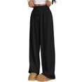 thumbnail image 3 of Female Sweatpants Baggy Wide Leg Pants Lounge Comfy Palazzo Joggers with Pockets Black S, 3 of 6