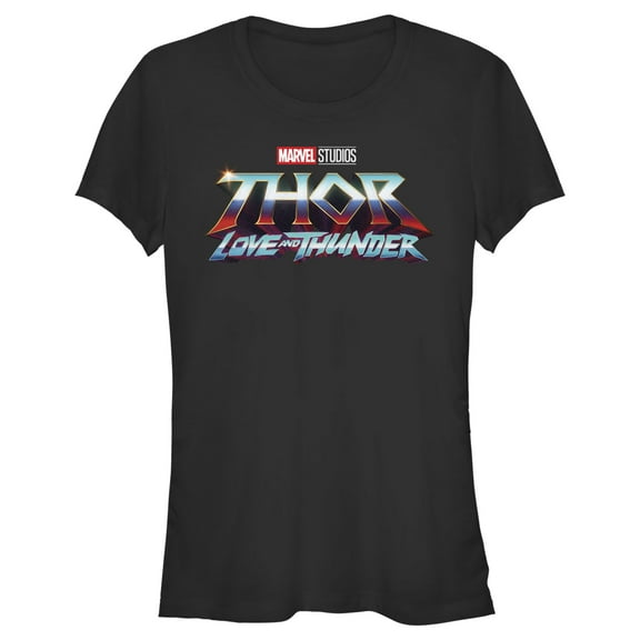 Junior's Marvel: Thor: Love and Thunder Classic Logo Graphic Tee Black X Large