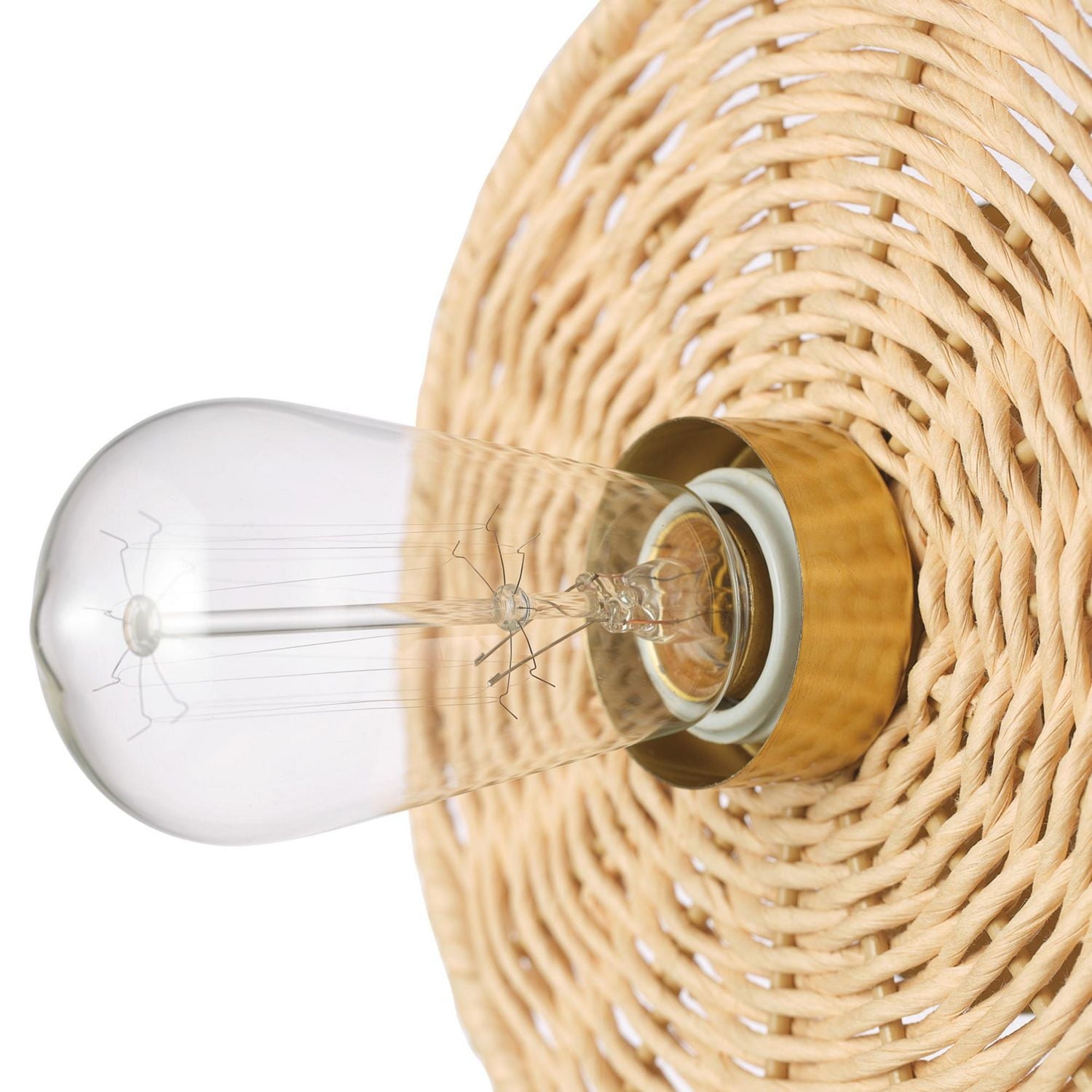 1-Light Plug-In or Hardwire Wall Sconce with Natural Twine Blackplate, 91004441