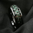 thumbnail image 3 of Tungsten Rings for Men Wedding Bands for Him 8mm Black and Green Carbon Fiber, 3 of 4