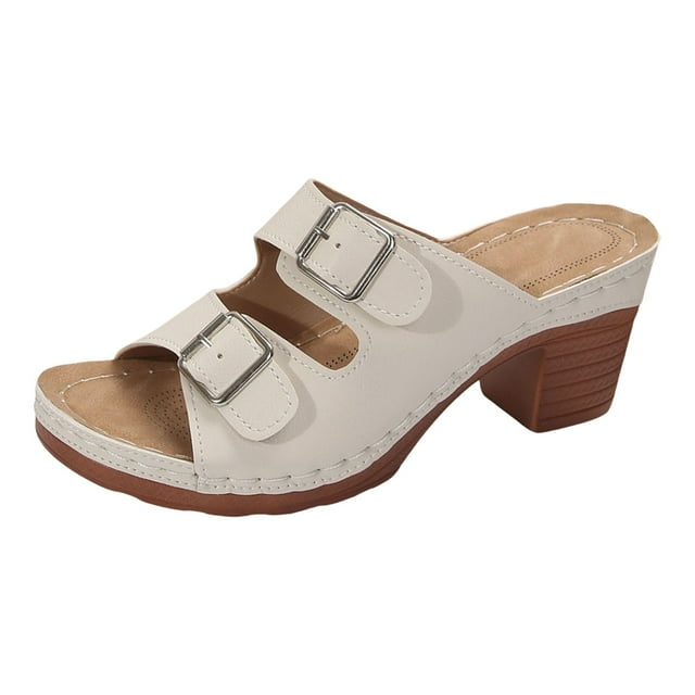 HSMQHJWE Sabots à Plateforme pour Femmes Mules Sandales à Talons Hauts Bout Rond Mules à Enfiler Talons Cloutés pour Femmes Chaussures Décontractées Confortables