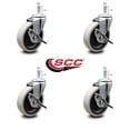 thumbnail image 2 of 4 Inch Thermoplastic Wheel 8mm Threaded Stem Caster Set with Brakes Set of 4 SCC, 2 of 2