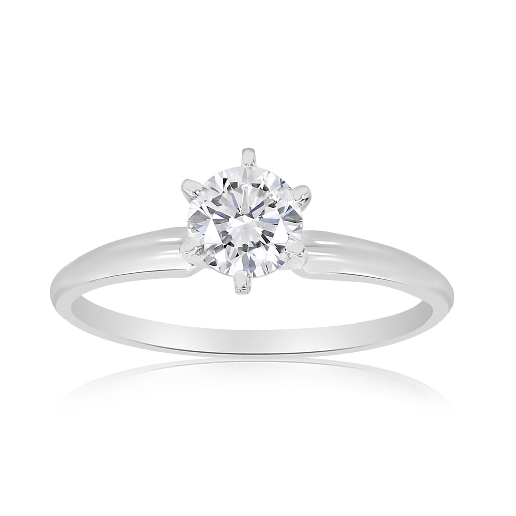 G/SI 1/2 Carat TW Round Diamond Solitaire Engagement Ring in 14k White Gold
