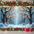 thumbnail image 2 of Snow-covered Branches Winter Banner Fairy Lights Christmas Banner Winter Forest Blue Tone Snowy Tree Banner for Christmas Party Winter Celebration New Year Eve, 2 of 9