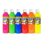 Rich Art Washable Neon Paint For Kids - Premium Non Toxic Fluorescent Tempera Paint - Craft Paint For Paper, Poster Board, Canvas, & More - Made in The USA - 6 Fl Oz (6 Pack)