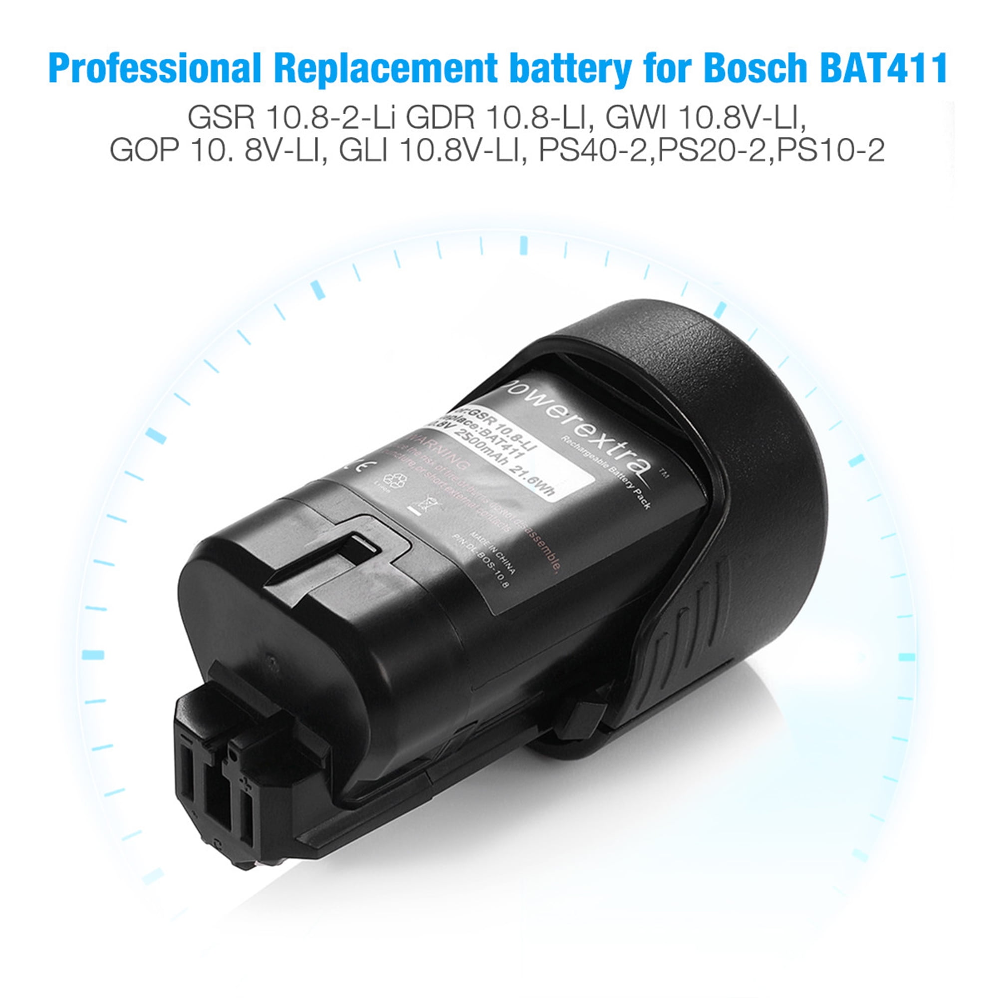 Powerextra 10 8v 2500mah Replacement Battery For Bosch Bat 411 Bat