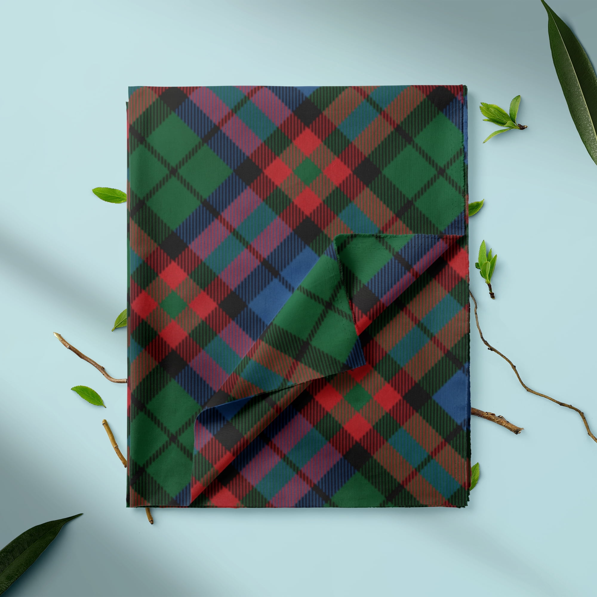 Mainstays 1.5 Yards 100% Cotton Light-weight Flannel Plaid Check, Red, Blue, Green, 60" Wide for Crafts