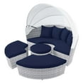 thumbnail image 3 of Lounge Daybed Sofa Bed, Sunbrella, Blue Navy Gray, Rattan, Wicker, Modern Contemporary, Outdoor Patio Balcony Cafe Bistro Garden Furniture Hotel Hospitality, 3 of 9
