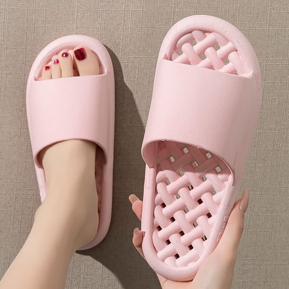 YTCAMLO Shower Slippers for Women and Men, Non-Slip Slides, Bathroom Shoes, Indoor Outdoor Sandals for Pool Spa Guest College Dorm, Pink 7.5-8.5