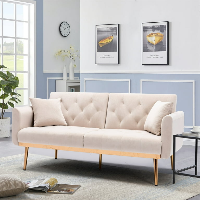 Accent Sofa Couch with Throw Pillows, Modern Tufted Upholstered 3
