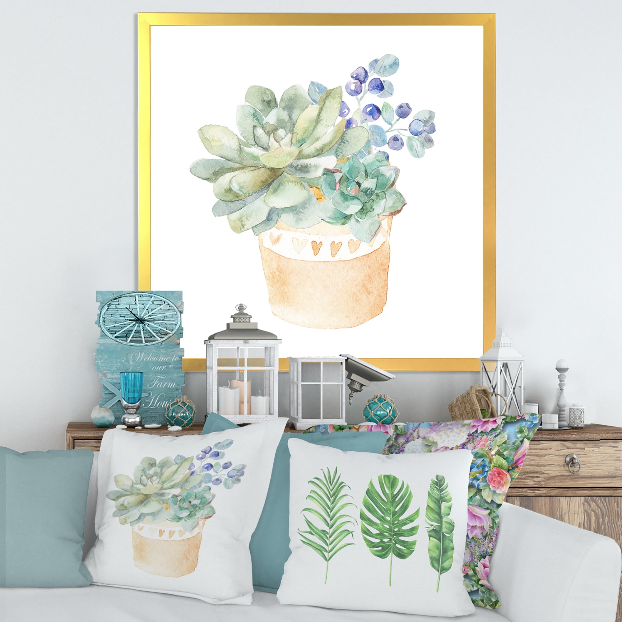 Designart 'Succulent Flower In Terracotta Clypot II' Traditional Framed Art Print