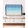 thumbnail image 3 of Outdoor TV Cover 48 to 50 Inch Weatherproof, Geometric Beach Striped Pattern Waterproof TV Screen Protector for Outside Decor with Zipper and Pocket 48"L x 30"H , Blue Brown Wave Pattern, 3 of 7