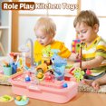 thumbnail image 3 of Kids Kitchen Sink Toys, Children Electric Dishwasher Playing Set , Upgraded Faucet, Pool Floating Fishing Toys and Automatic Water Cycle System, Pretend Role Play Toys for Boys Girls, Pink, 3 of 10