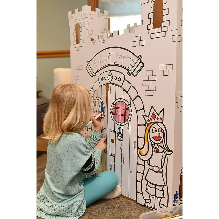  Easy Playhouse Police and Fire Station - Kids Art & Craft for  Indoor & Outdoor Fun – Decorate & Personalize The Cardboard Fort, 32 X 26.  5 X 40. 5 