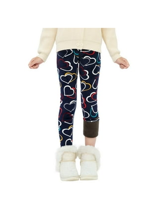 Esaierr 4Pcs Kids Girls Winter Fleece Leggings Thick Warm Leggings 3-12Y  Toddler Baby Print Fleece Lined Leggings 