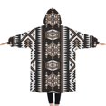 thumbnail image 2 of Oversized Wearable Blanket Hoodie,Brown Triangular Geometric Pattern Sherpa Blanket Hoodie with Super Pockets,Super Warm Fuzzy Pullover for Women & Men, 2 of 6