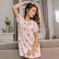 thumbnail image 3 of Naloa Rabbit And Cherry Print Women Nightgowns,Womens Loungewear,Short Sleeve Sleepwear,Comfy Ladies Nightdress, 3 of 6