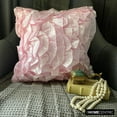 thumbnail image 2 of Cushion Cover Custom, Soft Pink Pillows Cover, Solid Pillow Cases, Throw Pillow Covers 12x12 inch (30x30 cm), Satin Square Pillowcases, Vintage Style Ruffles - Vintage Soft Pink, 2 of 10