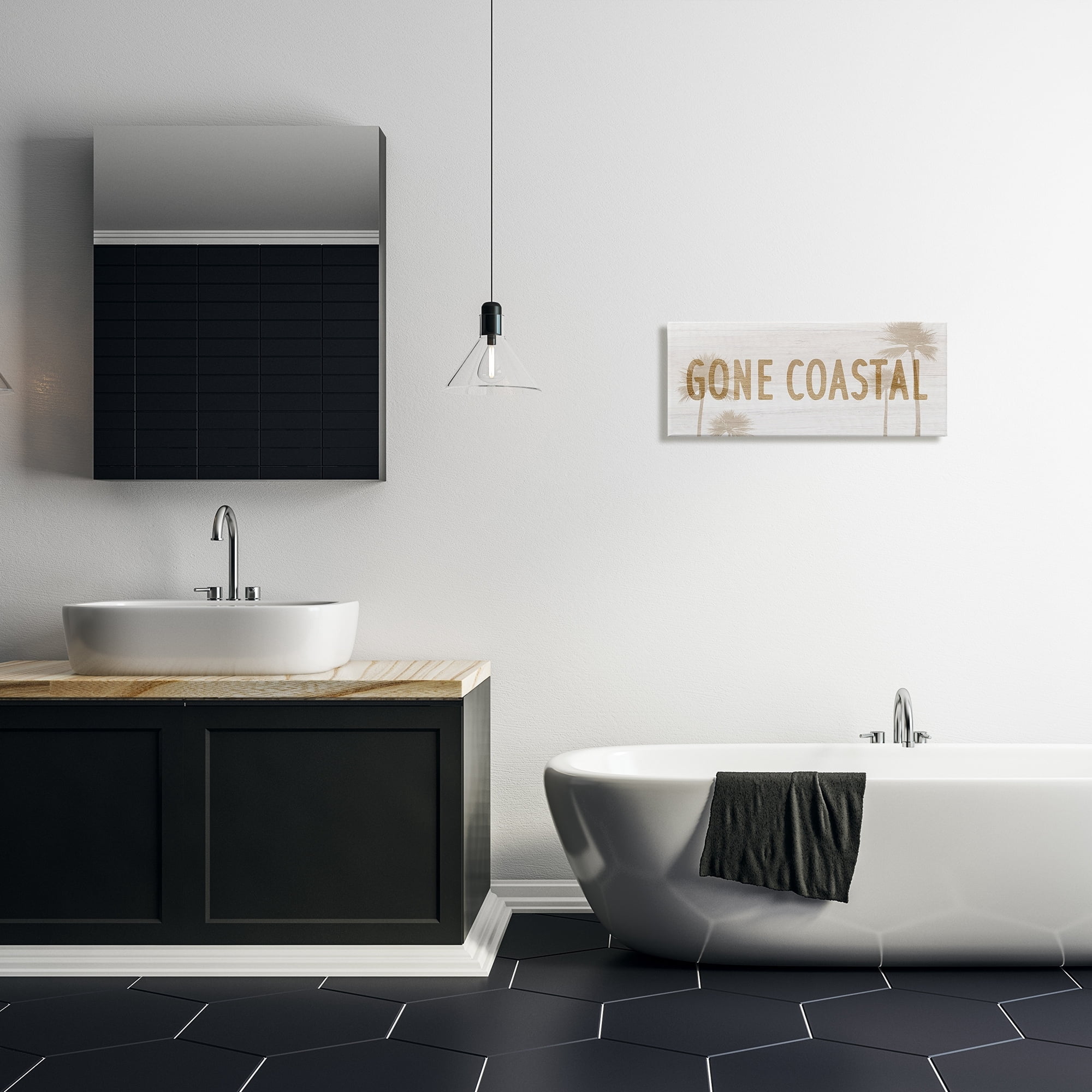 Stupell Industries Gone Coastal Beach Pun Funny Tropical Palm Trees, 24 x 10, Design by Daphne Polselli