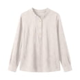 thumbnail image 6 of YuXingFu Petite Tops for Women Crew Neck Pleated Ruffle Detail Long Sleeve for Everyday Loose Fit Tees Tops White M, 6 of 6