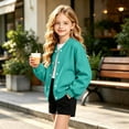 thumbnail image 5 of XRoczxe 4‑15 Years Old Kids Bomber Jacket, Boys Girls Solid Color Button‑Down Sweatshirt Jacket, Long‑Sleeve Casual Outerwear With Pockets, 5 of 7