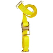 2" x 12' E-Track Ratchet Strap, Durable Ratcheting Strap Cargo TieDown, Heavy Duty Yellow Polyester Truck Tie-Down, w/ ETrack Spring Fittings, Tie Down Motorcycles, Kayaks, Trailer Loads