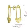 thumbnail image 4 of Bling Jewelry Womens Romantic Love Lock Heart Safety Pin Drop Earrings Gold Plated Sterling Silver, 4 of 4