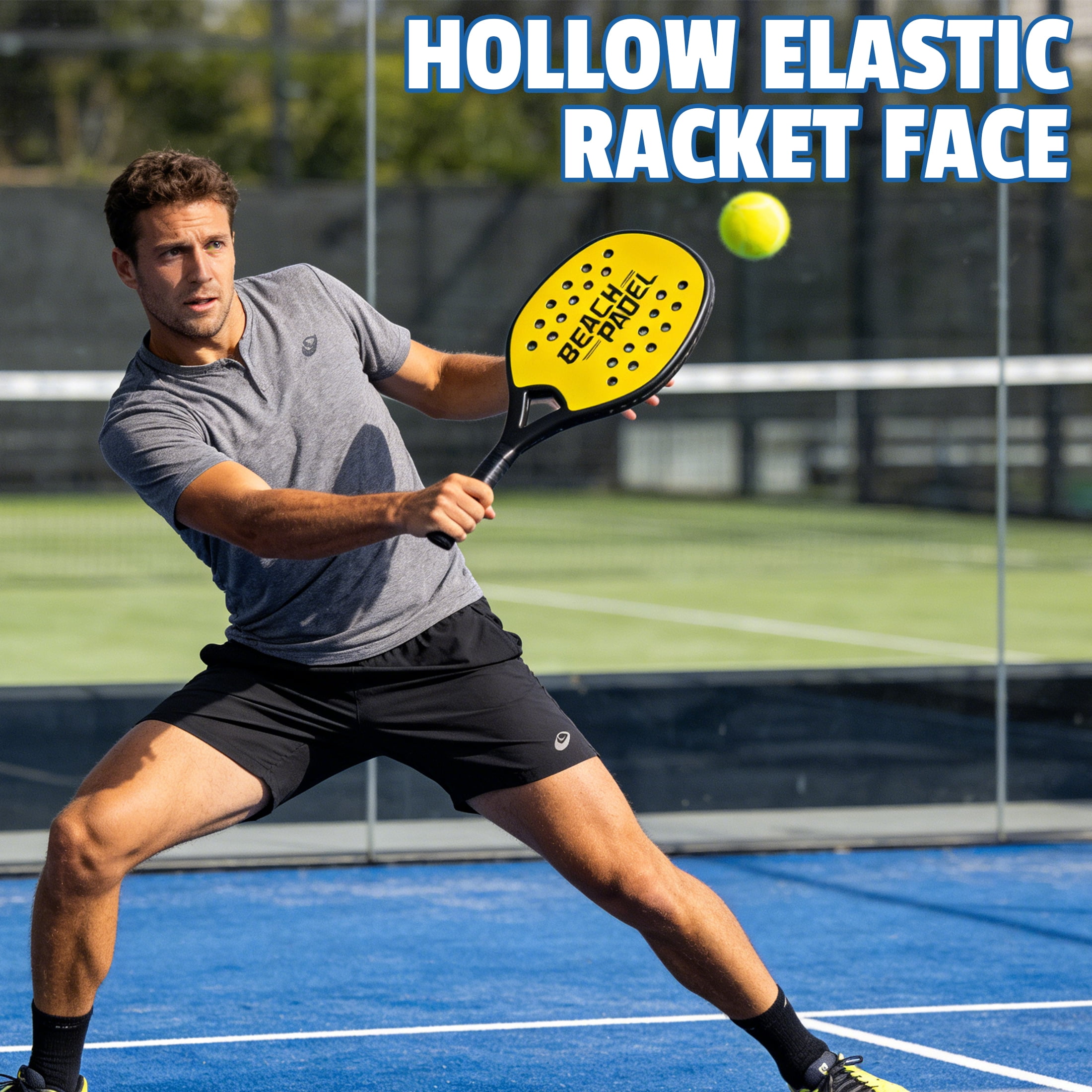 BESTSKY 4Pcs Padel Tennis Rackets,High-Elastic Padel Racket with Anti-Slip & Shock-Absorbing Handle and 2 Balls