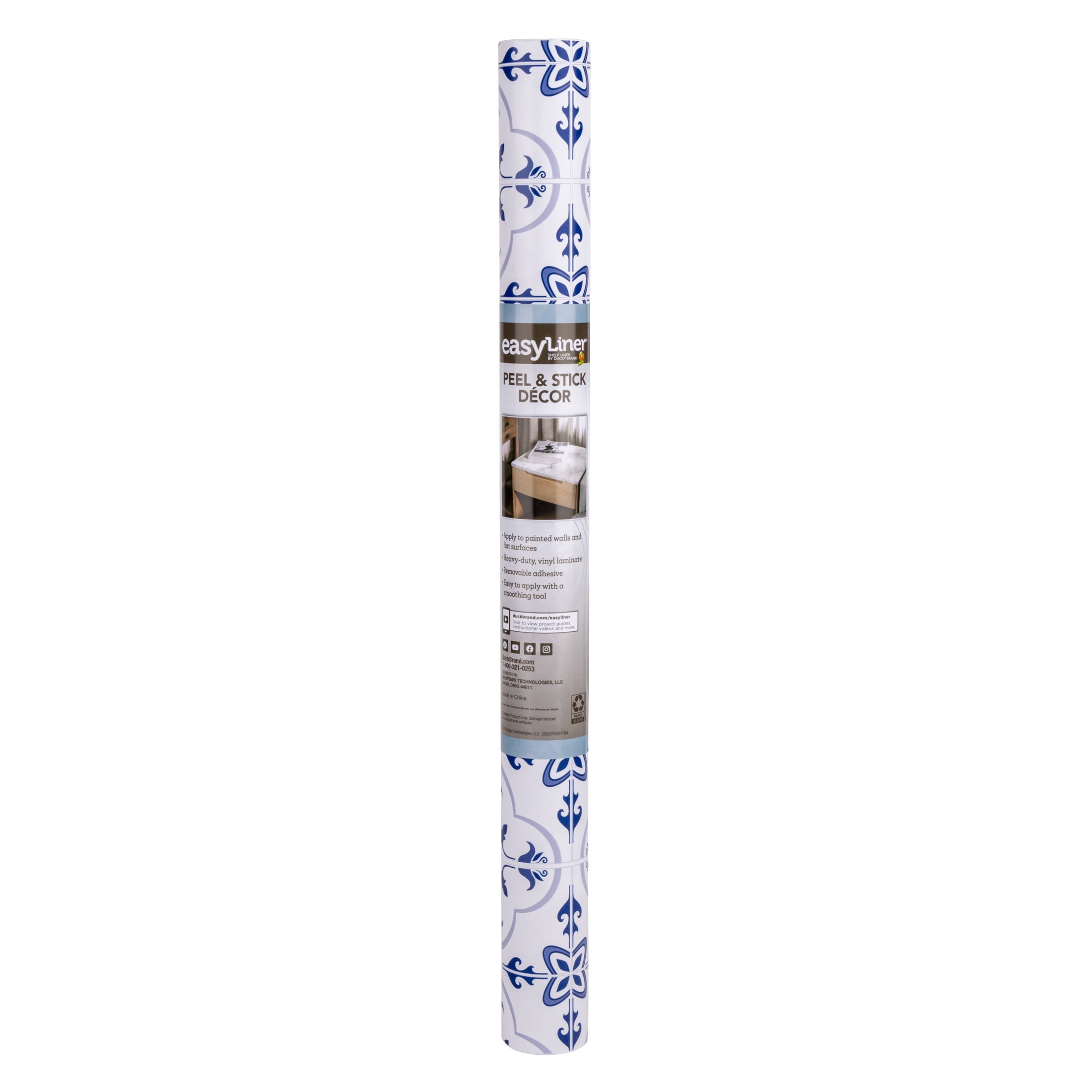 (3 pack) EasyLiner Premium Removable Adhesive Peel & Stick Wallpaper, Mediterranean Tile, 20 in. x 18 ft.