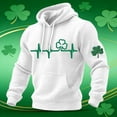 thumbnail image 2 of Ludearly St. Patrick's Day Hoodies for Men Irish Shamrock Casual Clover Graphic Waffle Knit Pullover Casual Shirt Holiday Outfit White1&XXXXL, 2 of 4