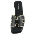 thumbnail image 5 of Soda Shoes Women Slip-On Sandals H-Band Flat Flip-Flops Slides Raffia Stitching Square Toe Finity-S Black PU 8.5, 5 of 5
