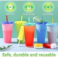 thumbnail image 5 of Color Changing Cups with Lids and Straws for Adults - 5 x 24oz Reusable Cups with Lids and Straws, Bulk Plastic Cups with Lids and Straws for Kids Women, Cold Iced Coffee Cups & Water Party Tumbler, 5 of 6
