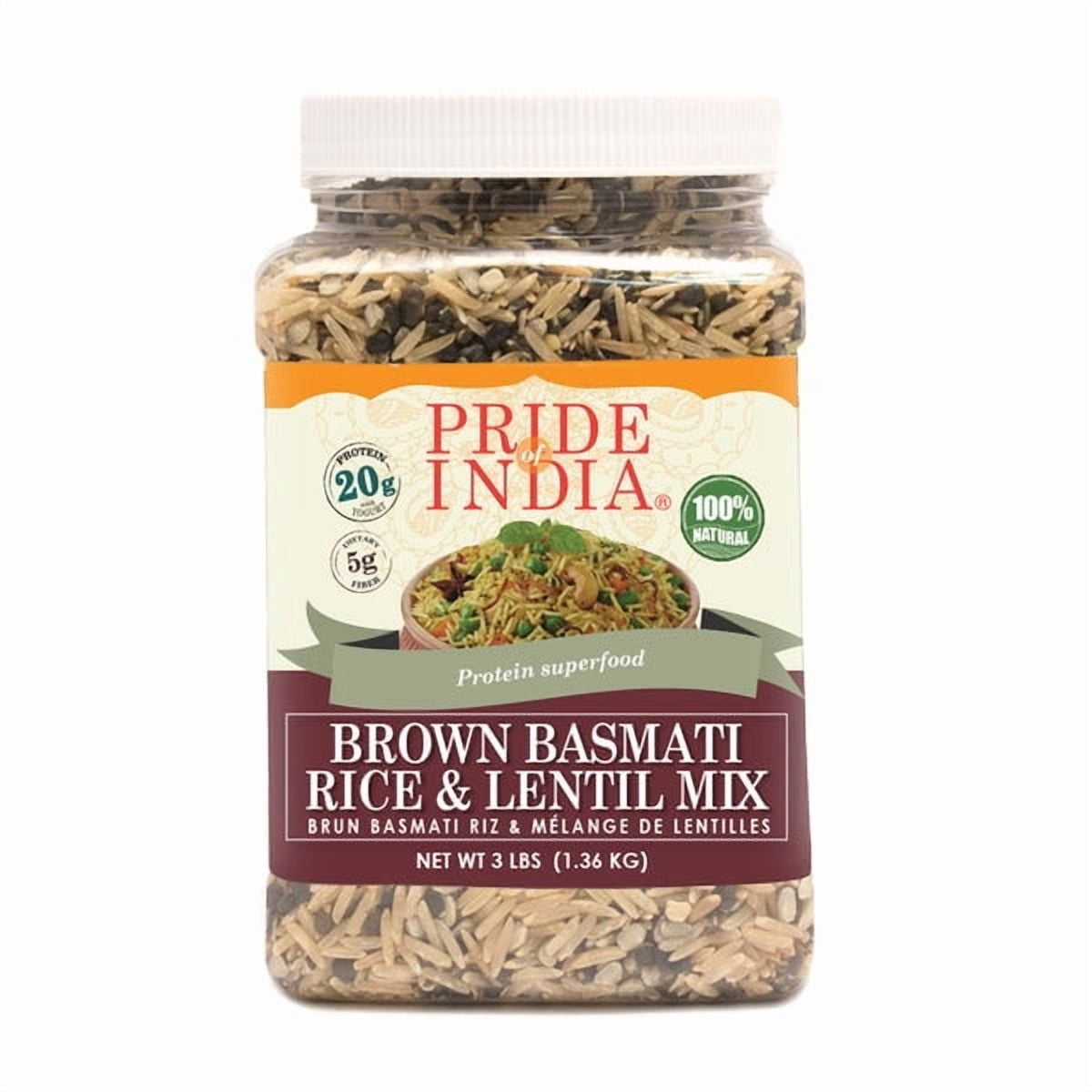 Pride Of India - PACK of 6 - Brown Basmati Rice And Lentil Kitchari Mix , Protein Superfood, 3 lbs Jar, Gluten-Free