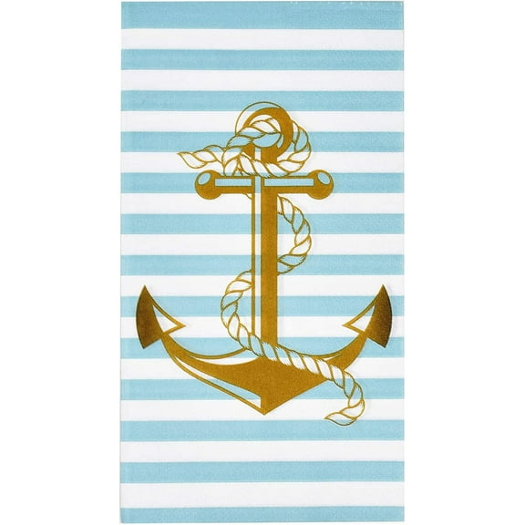 Gift Boutique 100 Pc Anchor Disposable Napkin Guest Towels Bathroom Wedding