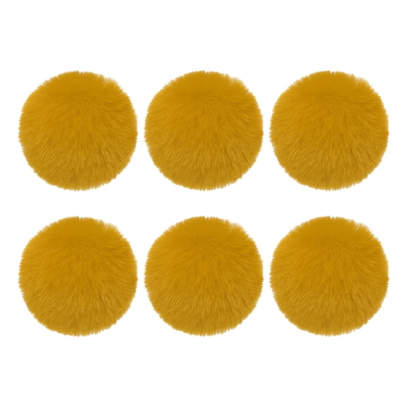 Uxcell Faux Fur Pom Poms for Hats, 6 Pcs Fluffy Soft Fur Poms Balls with Elastic Loop for Keychain Knitting Hats DIY Scarves Gloves Bag Christmas, Ginger Yellow