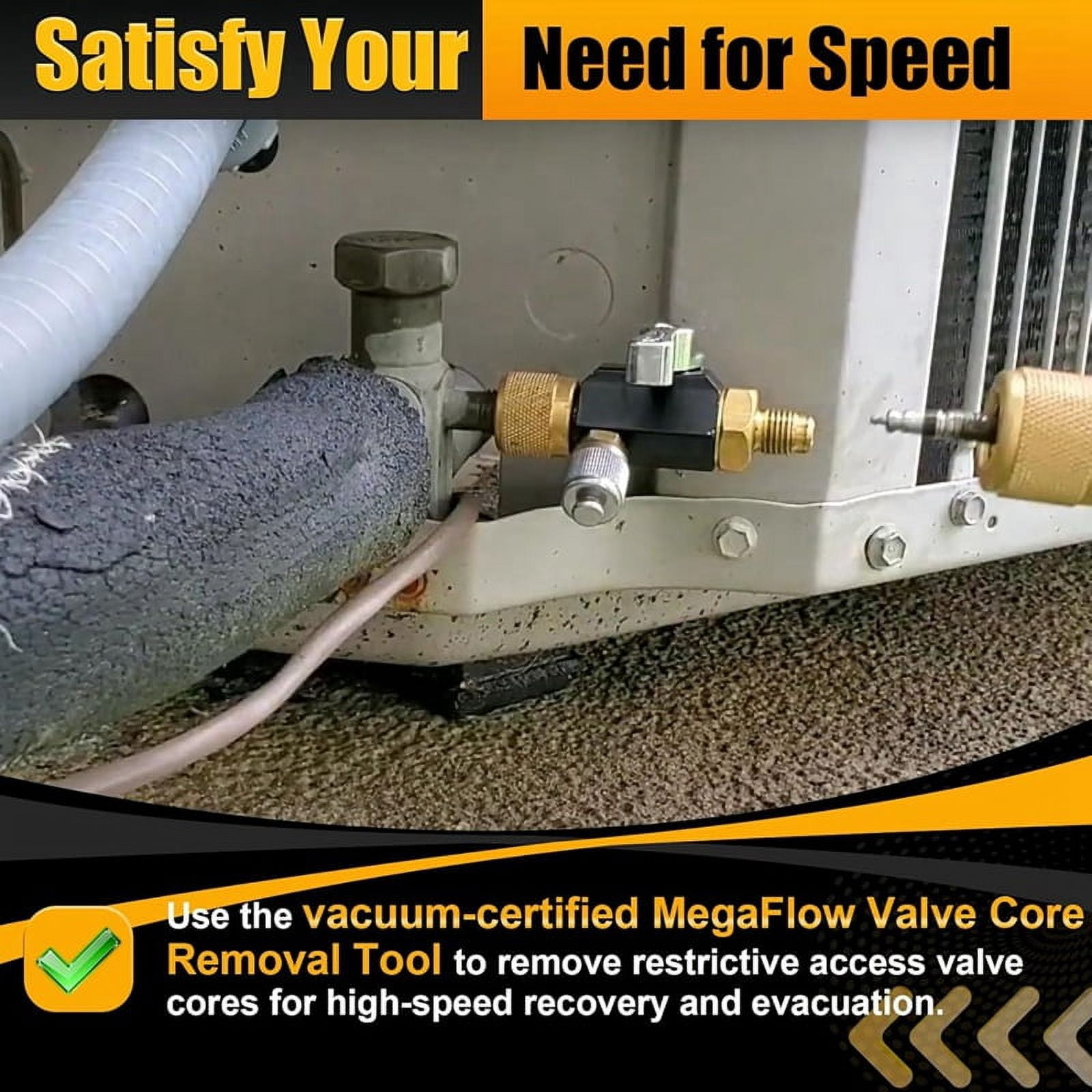HVAC Valve Core Removal Tool, 1/4 Inch Vacuum-Rated Valve Core Removal Tool,Works with All Refrigerants,HVAC Tools