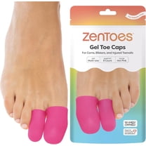 ZenToes Gel Toe Caps and Protectors for Ingrown Toenails, Blisters, Missing Toenails, Pack of 6 (Hot Pink, Variety Pack)