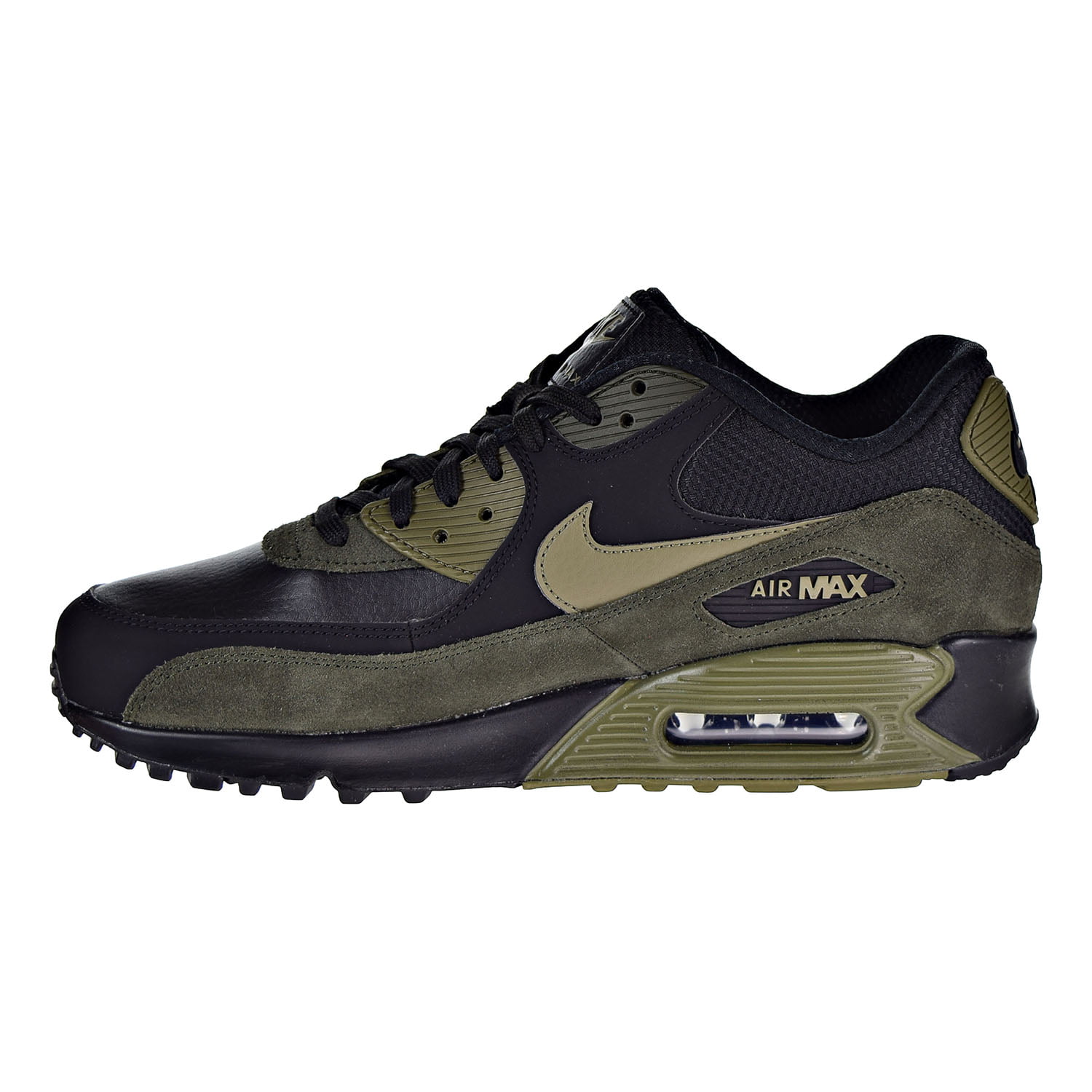 Nike Air Max 90 Leather Men's Shoes Black/Medium Olive-Sequoia 302519-014