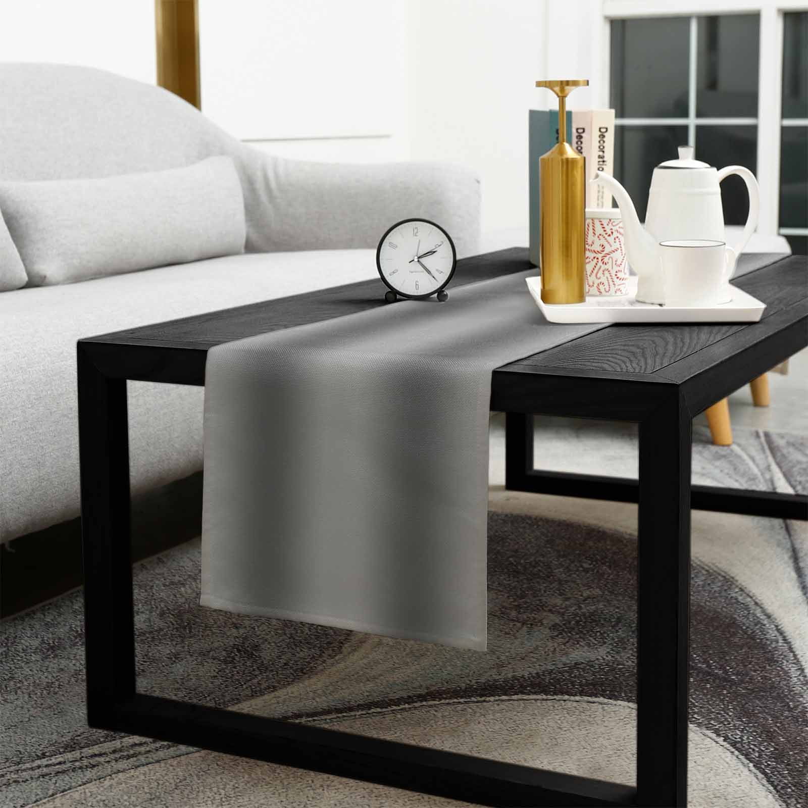 Black Ombre Cotton Linen Table Runner 18 x 72 inch Grey Modern Art Farmhouse Non-slip Rectangular Dining Table Decor for Wedding Party Holiday Dinner
