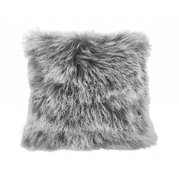 HomeRoots 334366 Grey Snowtop Tibetan Lamb Pillow