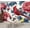 Red, Blue, Pink, variant on Wallpaper Mid Century Fifties Modern Retro Luxurious Graphic Peel and Stick Wall Murals 100"H x 144"W Removable PVC Wall Paper Self-Adhesive Wall Paintings Art Decor for Bedroom Living Room