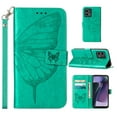 thumbnail image 1 of SaniMore Case for Motorola Moto G Stylus 5G 2023 (6.6"), PU Leather Skin with Luxury Embossed Butterfly [Wrist Strap & Card Slots & Flip Kickstand] Full-body Shockproof Business Wallet Cover, Green, 1 of 6