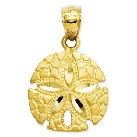 14k Yellow Gold Sand Dollar Pendant - 1.5 Grams - Measures 23.1x15.3mm
