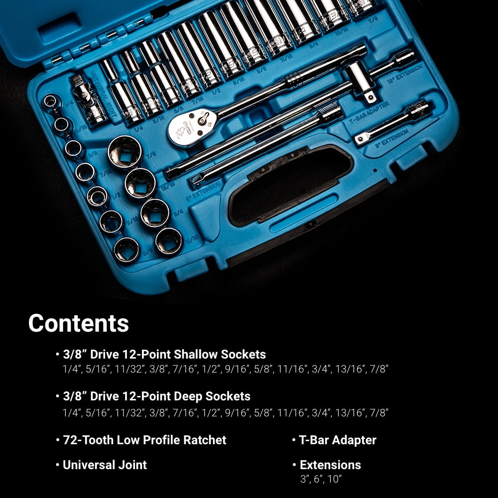 Drive 12-point SAE Deep Socket Capri Tools 3//8 in 1//4 in