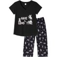 thumbnail image 1 of Women's Capri Pajama Sets Plus Size Sleepwear 2 Piece Ladies Sleep Set,Black-monkey, 1 of 5