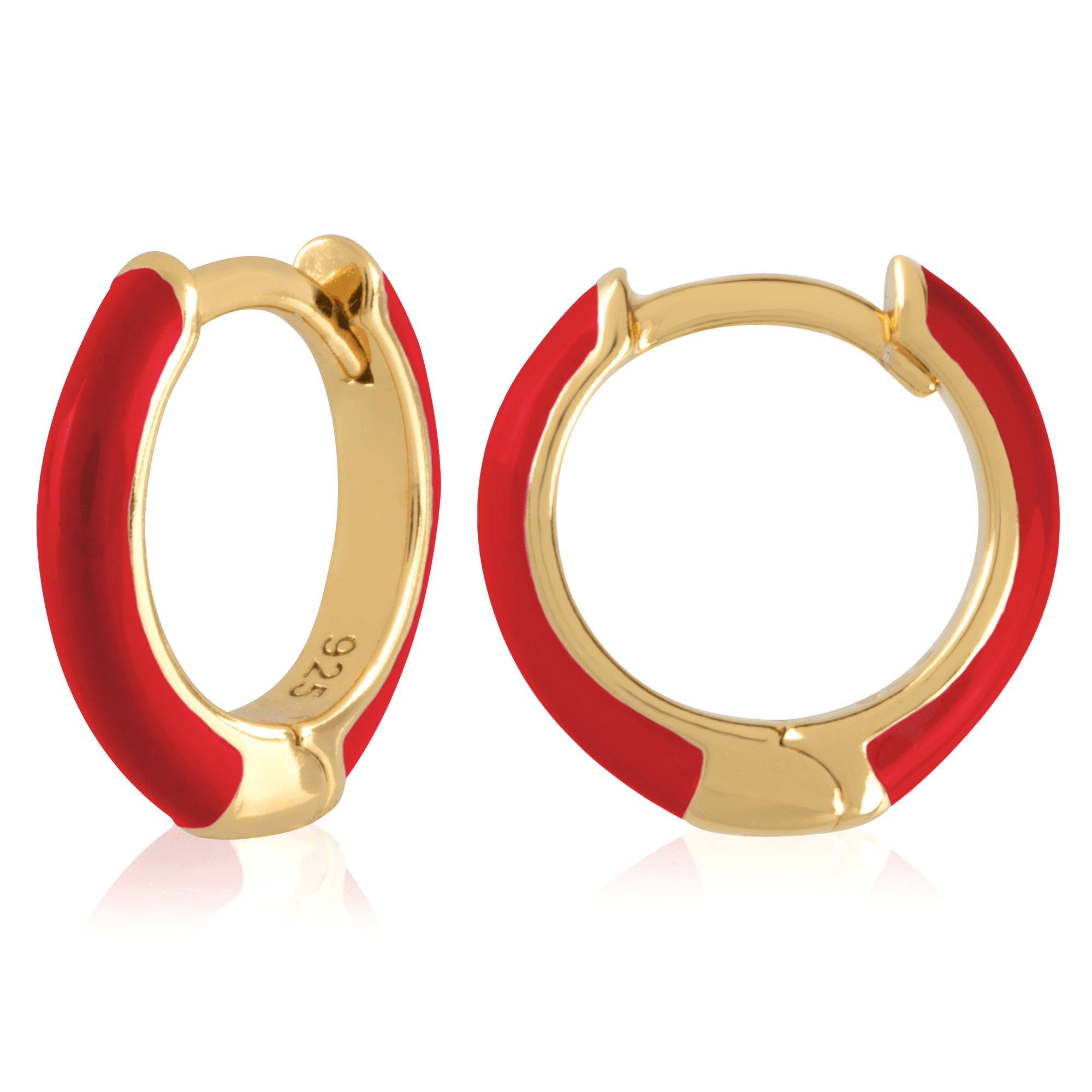 Details about   3 mm CZ Medium Round Inner Outer Hoop Earrings Gold Plated 