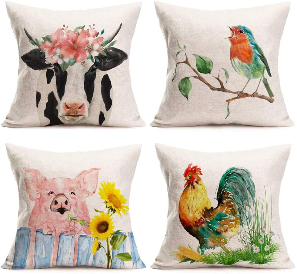 barn rooster animal cushion cover decorative throw case 