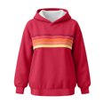 thumbnail image 5 of Women's Retro Stripe Hoodie Pullover Long Sleeve Colorful Casual Sweatshirt Top, 5 of 5