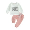 thumbnail image 2 of Toddler Baby Girls Clothes Sets 6M 12M 18M 24M 3Y Daddys Girl Letter Print Long Sleeve Pullover Sweatshirts Jogger Pants Infant Autumn Outfits, 2 of 10